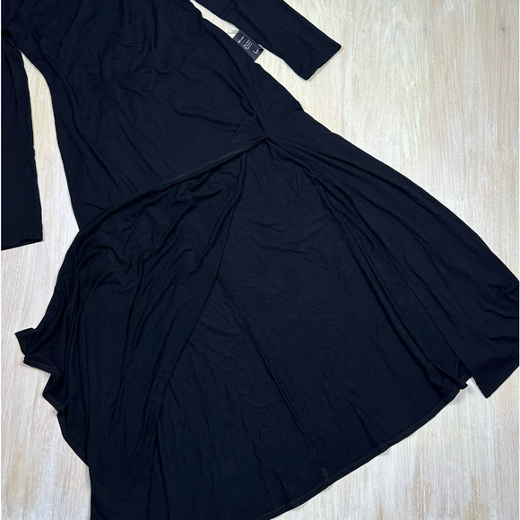 NWT Lulu's Swept Away Black Long Sleeve Jersey Knit Side Slit Maxi Dress Size XL - Picture 7 of 15
